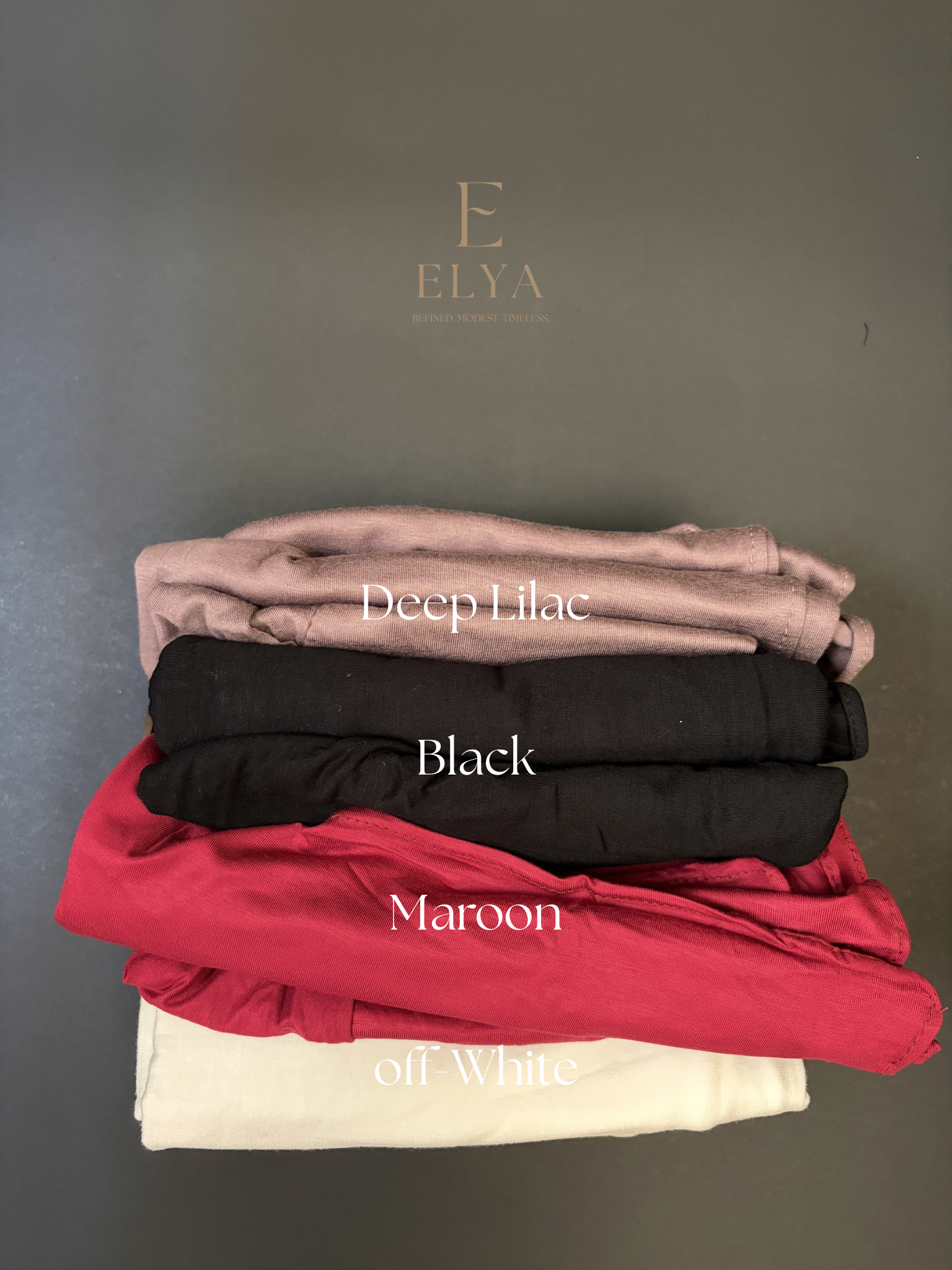 Jersey set scarf in 4 colors, black, off-white, maroon & deep lilac