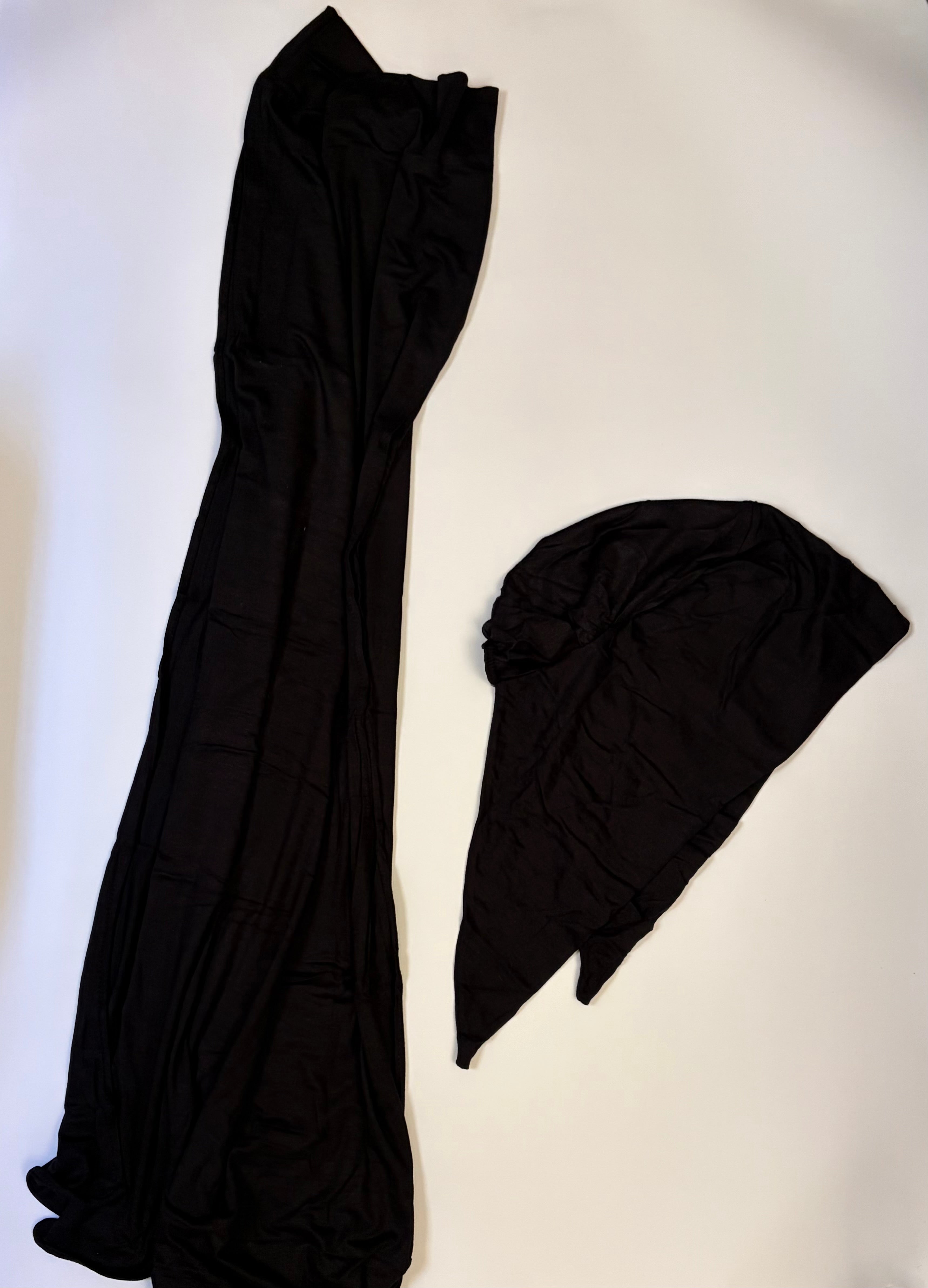 Jersey set (scarf & bandana) in black color