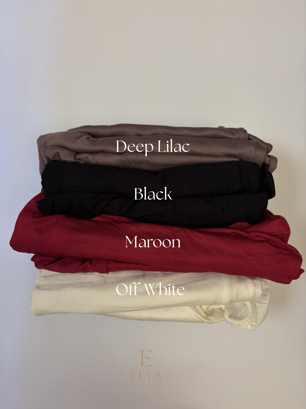 Jersey set scarf in 4 colors, black, off-white, maroon & deep lilac