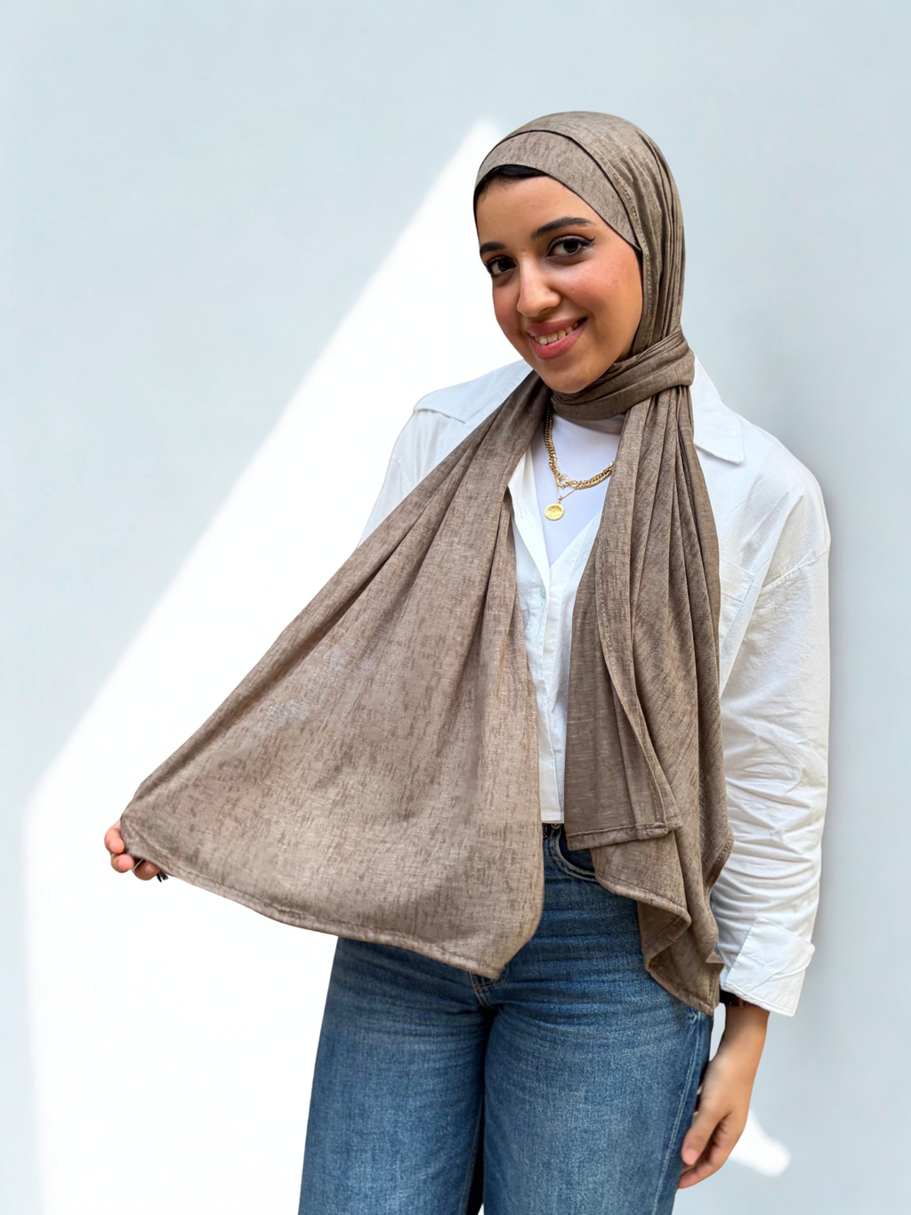 Cotton Lycra scarf & matching bandana in olive color. Comfortable scarf.